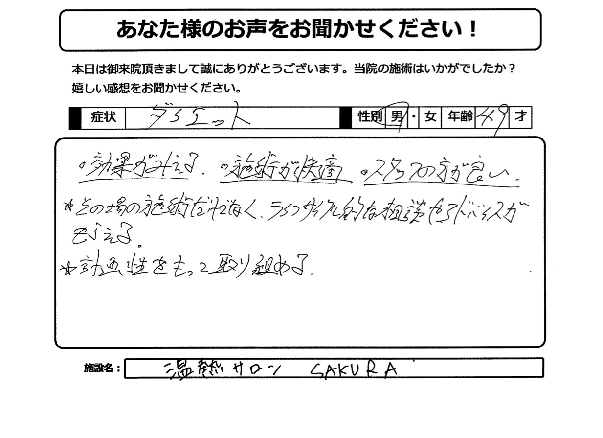 ✿愛知からわざわざ通ってくださる49代男性